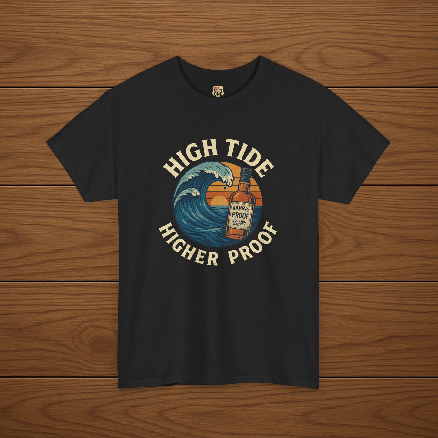 HIGH TIDE, HIGHER PROOF Cotton T-shirt, Stylish Casual Wear, Gift for Whiskey Enthusiasts, Perfect for Parties & Celebrations