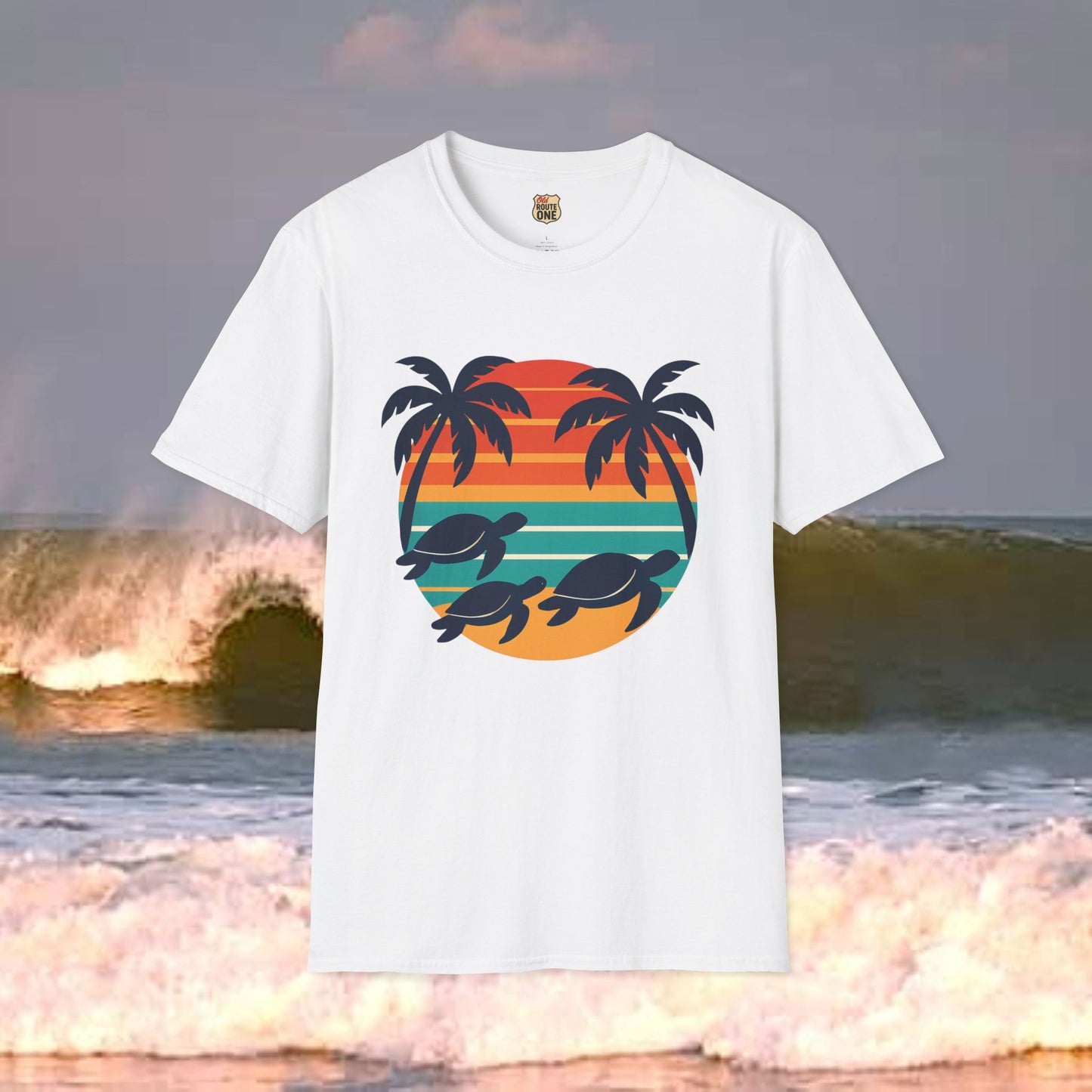 Sea Turtle Sun, Gildan 64000 Softstyle T-Shirt, Comfortable Graphic Tee, Casual Wear, Gift for Him/Her, Everyday Style, Summer Essential