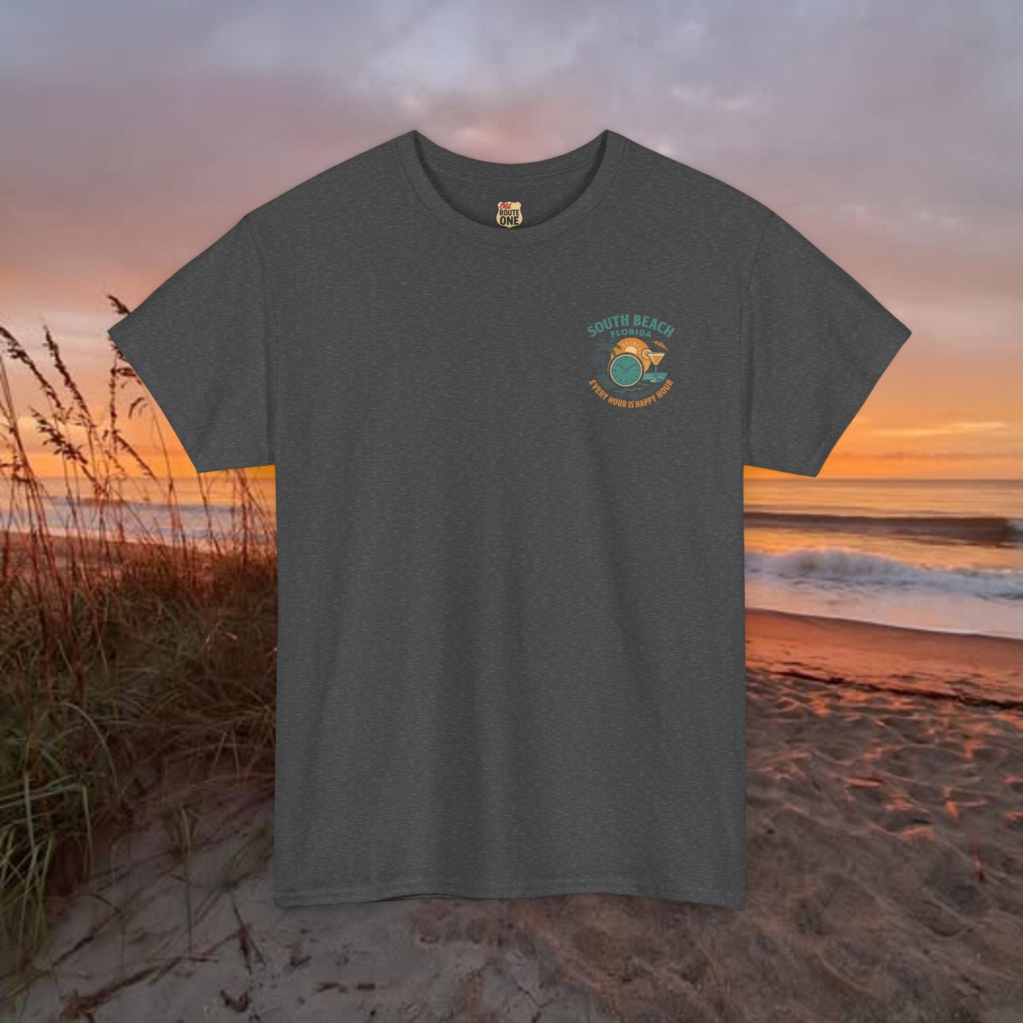 South Beach Florida Every Hour Is Happy Hour, Everyday Tees, Gift for Him/Her, Comfortable Fashion, Eco-Friendly