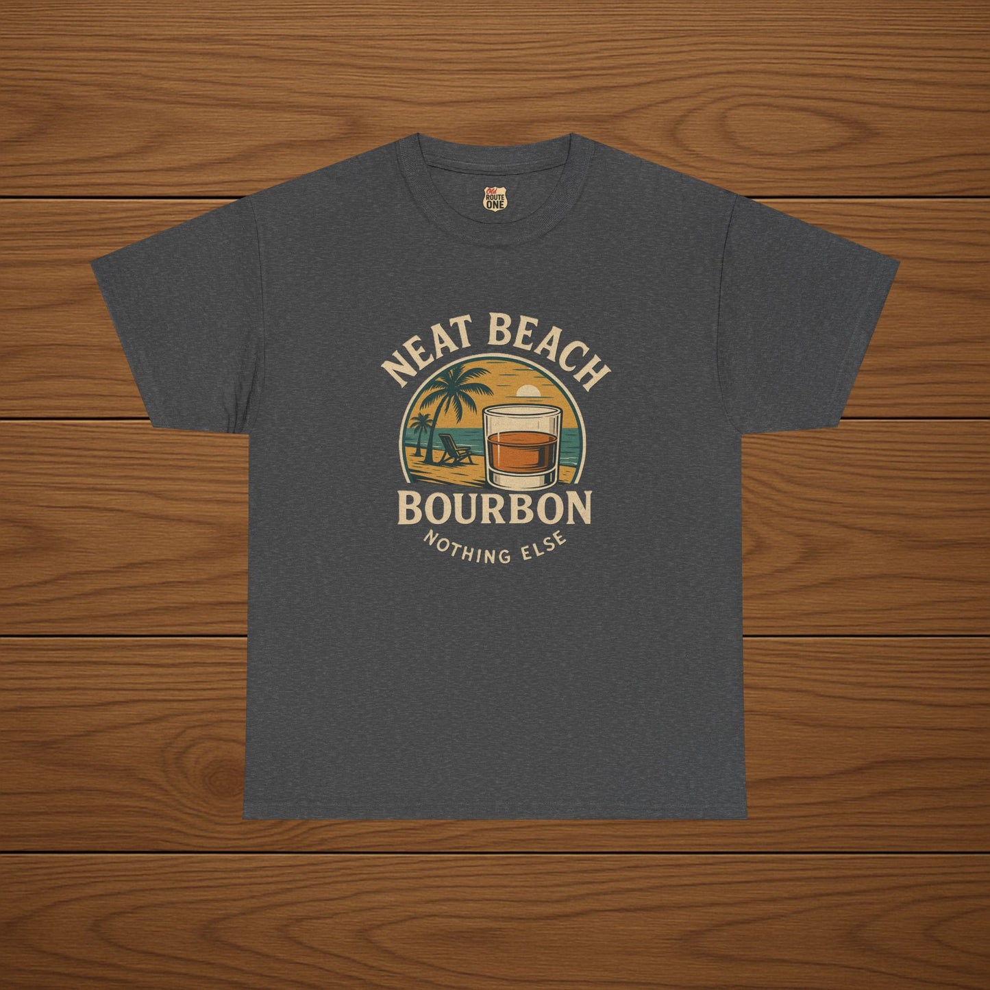 NEAT BEACH Cotton T-shirt, Stylish Casual Wear, Gift for Whiskey Enthusiasts, Perfect for Parties & Celebrations