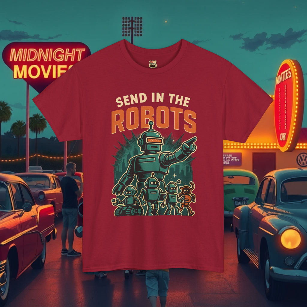 SEND IN THE ROBOTS retro Sci-Fi shirt