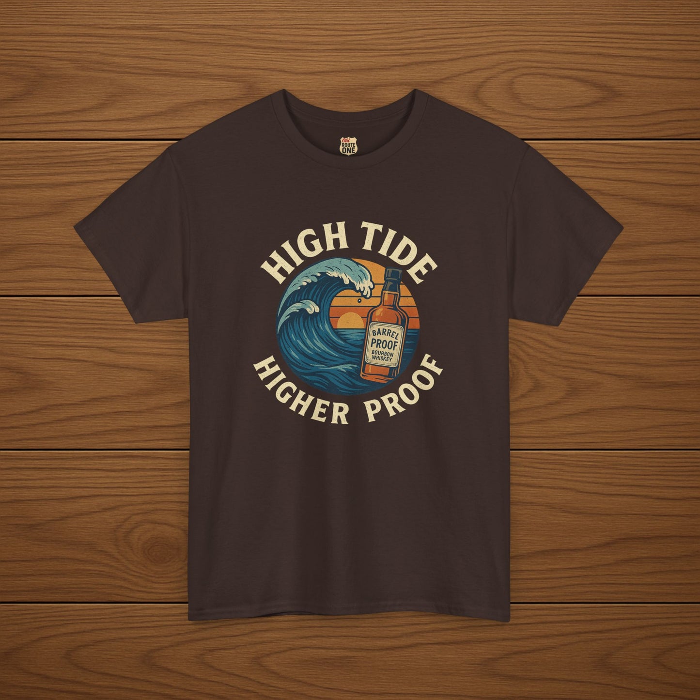HIGH TIDE, HIGHER PROOF Cotton T-shirt, Stylish Casual Wear, Gift for Whiskey Enthusiasts, Perfect for Parties & Celebrations