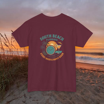 South Beach Florida Every Hour Is Happy Hour, Everyday Tees, Gift for Him/Her, Comfortable Fashion, Eco-Friendly