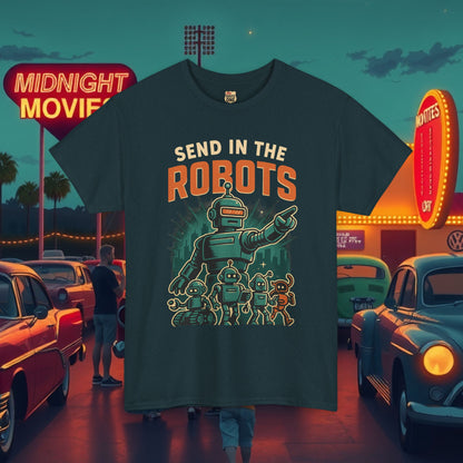 SEND IN THE ROBOTS Awesome Retro Sci-Fi t-shirt