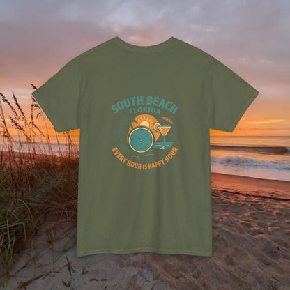 South Beach Florida Every Hour Is Happy Hour, Everyday Tees, Gift for Him/Her, Comfortable Fashion, Eco-Friendly