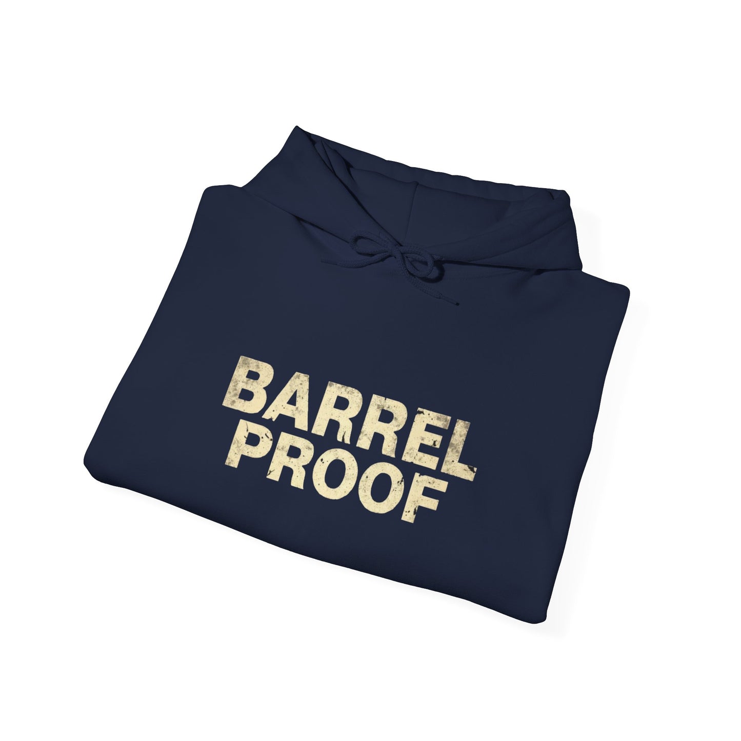Barrel Proof Hoodie — Vintage Whiskey Label Sweatshirt