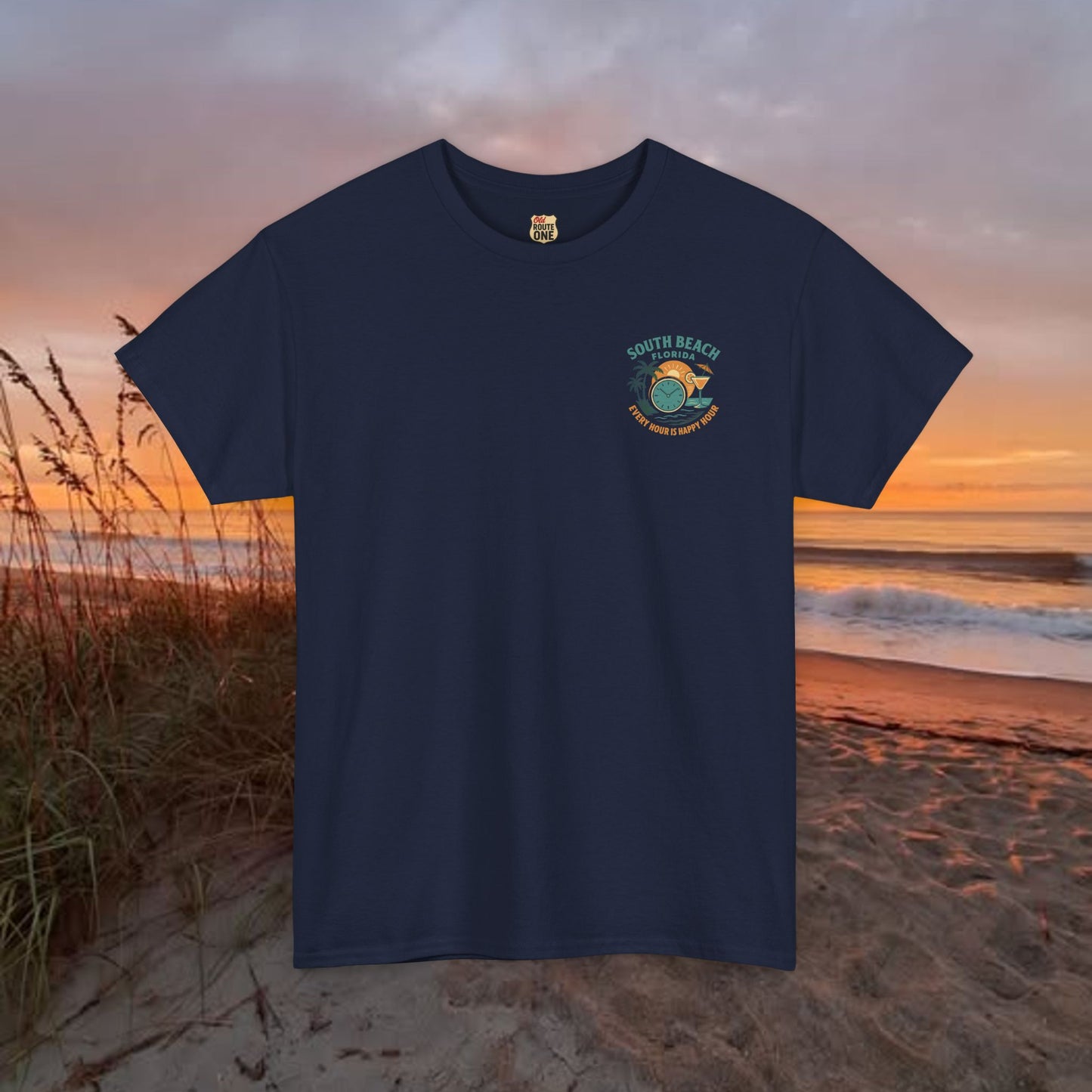 South Beach Florida Every Hour Is Happy Hour, Everyday Tees, Gift for Him/Her, Comfortable Fashion, Eco-Friendly