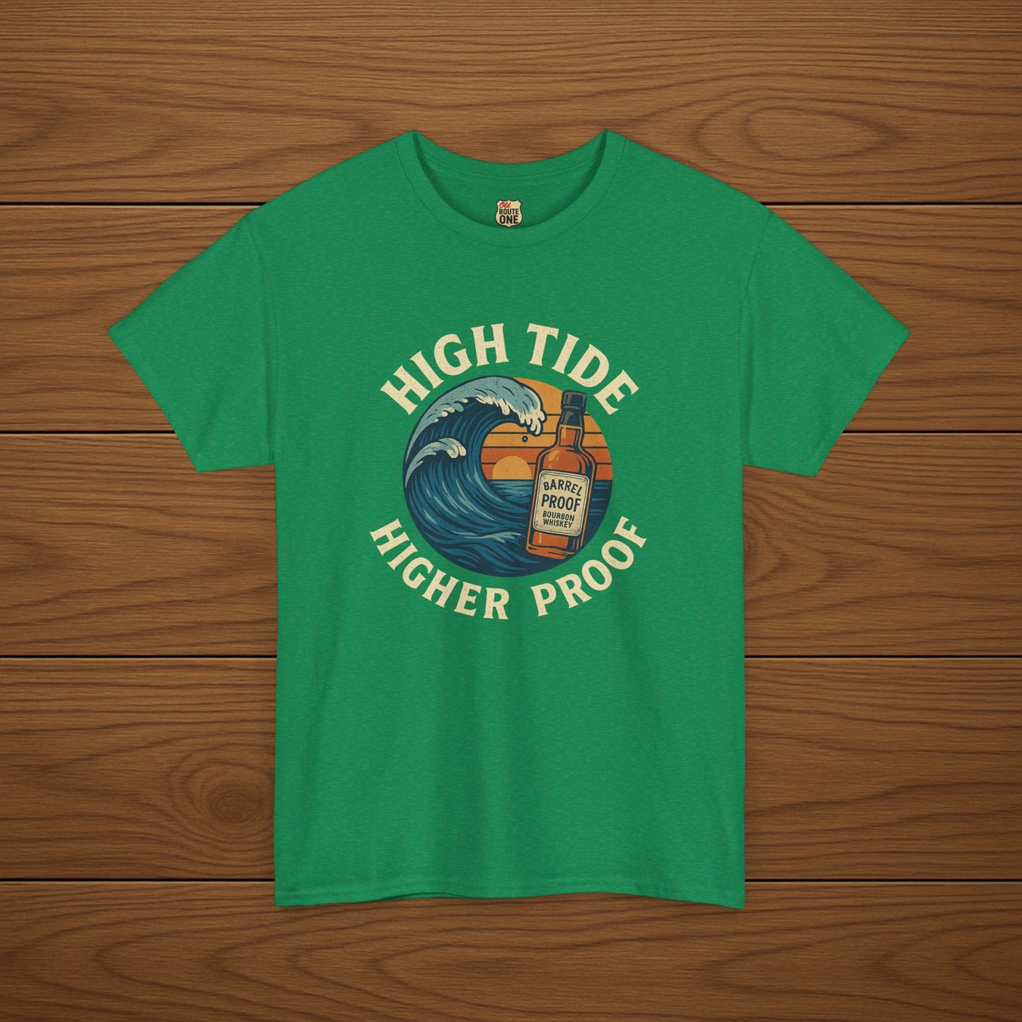 HIGH TIDE, HIGHER PROOF Cotton T-shirt, Stylish Casual Wear, Gift for Whiskey Enthusiasts, Perfect for Parties & Celebrations
