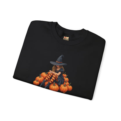 Shy Witch Halloween Pumpkin Crewneck Sweatshirt Cozy Fall Apparel Season Gift for her  Unisex Sweatshirt Halloween Decor Fall Fashion