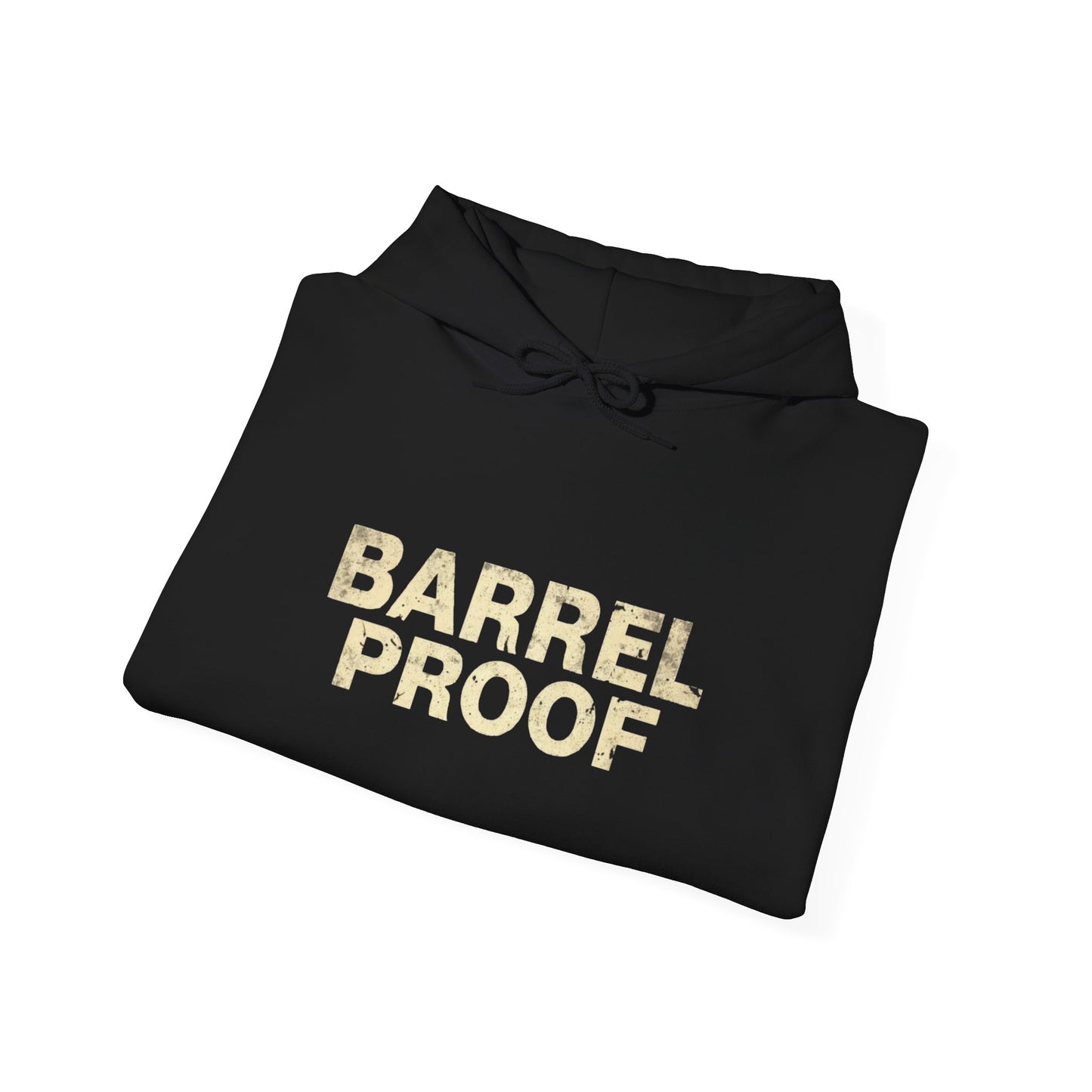 Barrel Proof Hoodie — Vintage Whiskey Label Sweatshirt