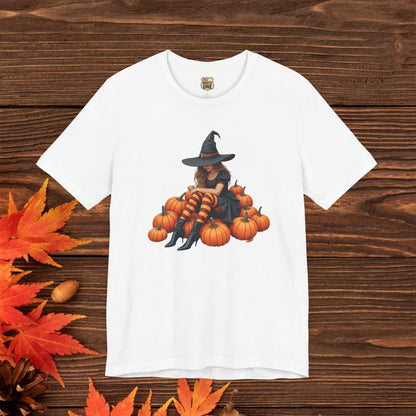 Shy Halloween Witch Short Sleeve Tee - Spooky Fashion, Autumn Style, Pumpkin Lovers Gift, Cute Witch Shirt, Festival Apparel, Comfy [...]