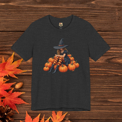 Shy Halloween Witch Short Sleeve Tee - Spooky Fashion, Autumn Style, Pumpkin Lovers Gift, Cute Witch Shirt, Festival Apparel, Comfy [...]