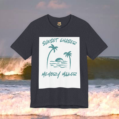 Sunset Chaser Memory Maker T-shirt Tropical Beach Design, Coastal Freedom Collection