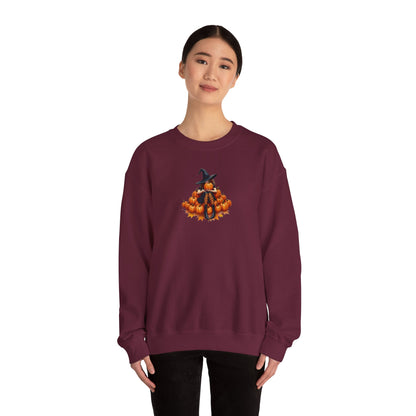 Cute Shy Witch Halloween Pumpkin Crewneck Sweatshirt Cozy Fall Apparel Season Gift for her  Unisex Sweatshirt Halloween Decor Fall Fashion