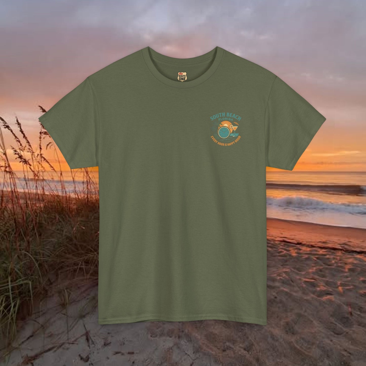 South Beach Florida Every Hour Is Happy Hour, Everyday Tees, Gift for Him/Her, Comfortable Fashion, Eco-Friendly