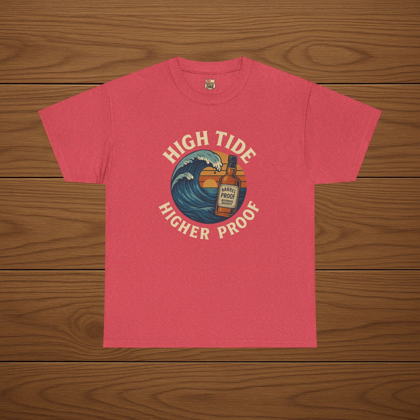 HIGH TIDE, HIGHER PROOF Cotton T-shirt, Stylish Casual Wear, Gift for Whiskey Enthusiasts, Perfect for Parties & Celebrations
