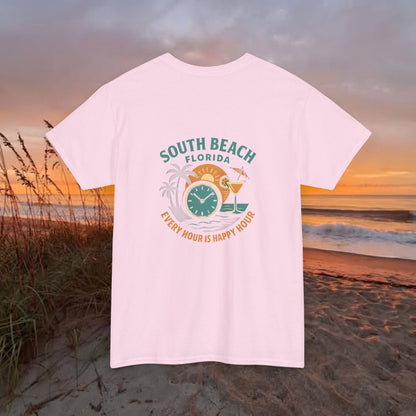 South Beach Florida Every Hour Is Happy Hour, Everyday Tees, Gift for Him/Her, Comfortable Fashion, Eco-Friendly