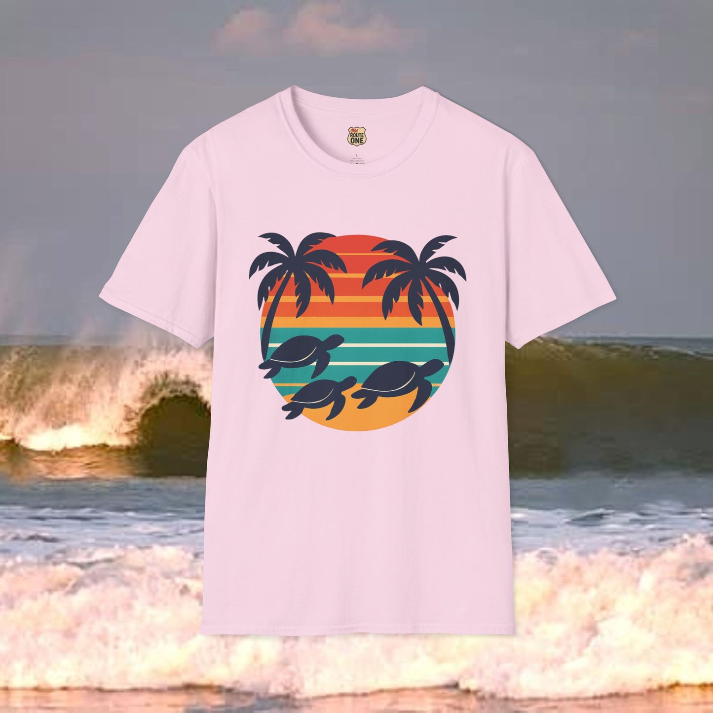 Sea Turtle Sun, Gildan 64000 Softstyle T-Shirt, Comfortable Graphic Tee, Casual Wear, Gift for Him/Her, Everyday Style, Summer Essential