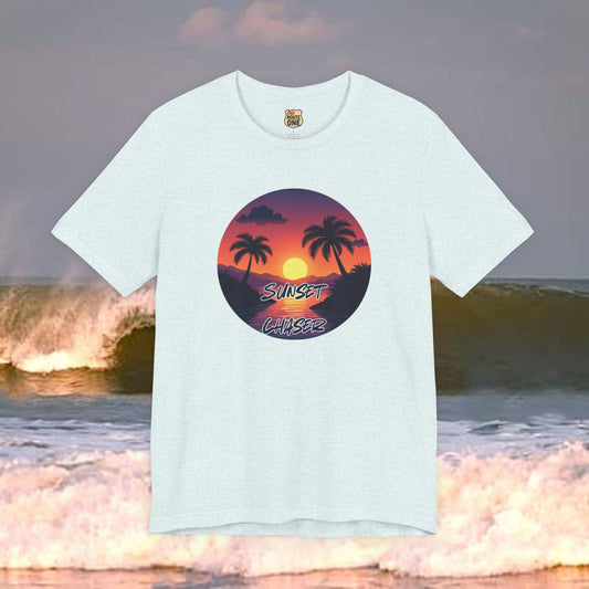 Sunset Chaser T-shirt,  tropical palms, comfy cozy beach shirt