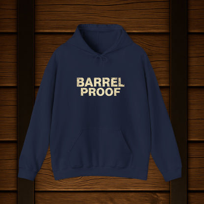 Barrel Proof Hoodie — Vintage Whiskey Label Sweatshirt