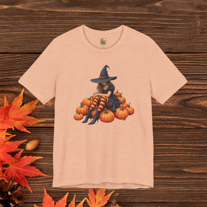 Shy Halloween Witch Short Sleeve Tee - Spooky Fashion, Autumn Style, Pumpkin Lovers Gift, Cute Witch Shirt, Festival Apparel, Comfy [...]