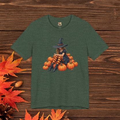 Shy Halloween Witch Short Sleeve Tee - Spooky Fashion, Autumn Style, Pumpkin Lovers Gift, Cute Witch Shirt, Festival Apparel, Comfy [...]
