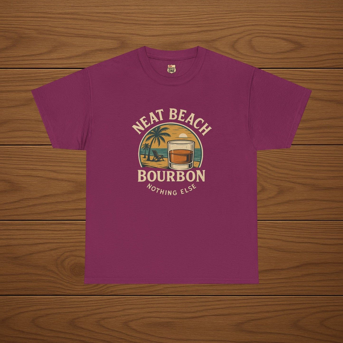 NEAT BEACH Cotton T-shirt, Stylish Casual Wear, Gift for Whiskey Enthusiasts, Perfect for Parties & Celebrations