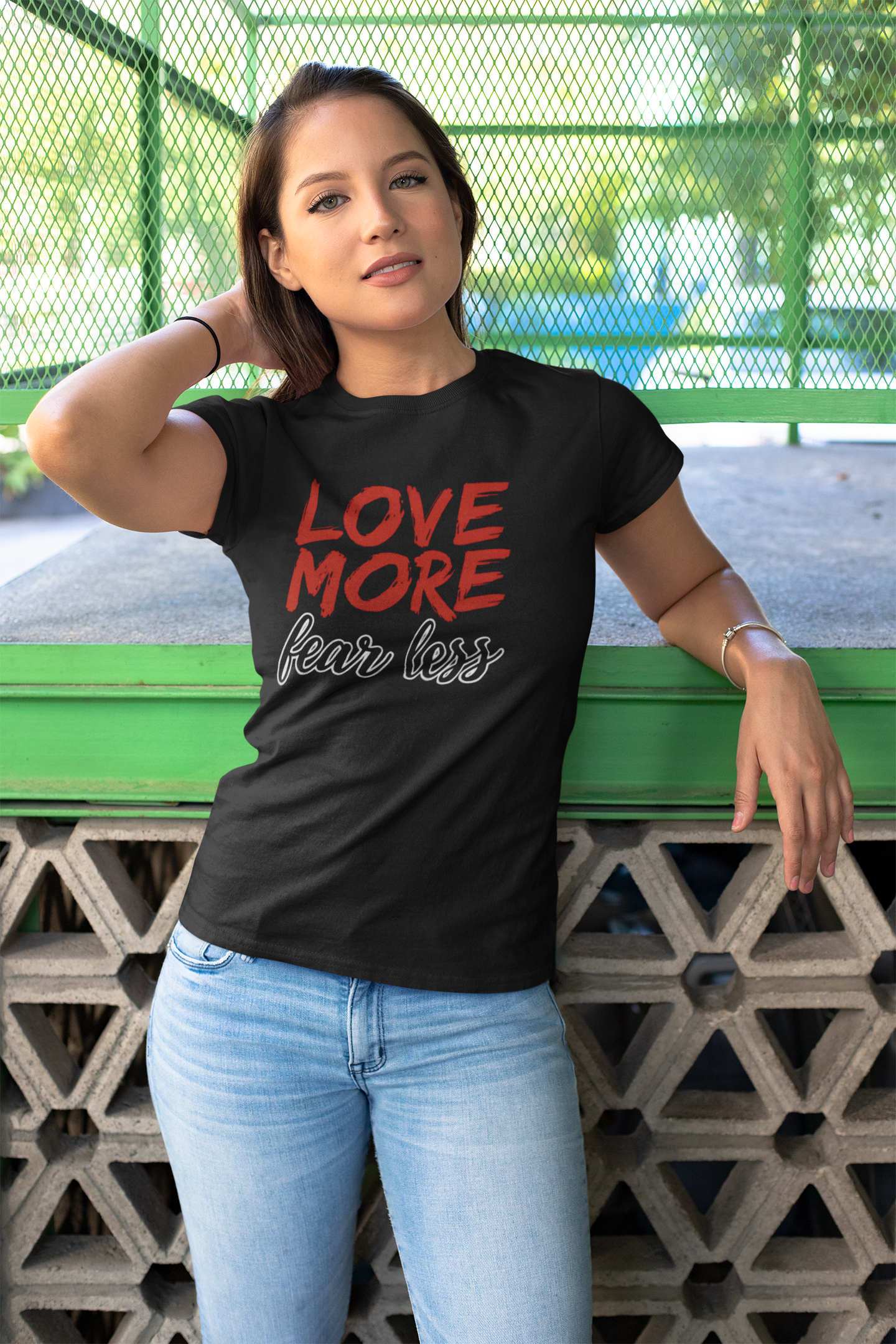LOVE MORE Inspirational Women's Tee, Fear Less T-Shirt, Motivational Quote Shirt, Gift for Women Apparel