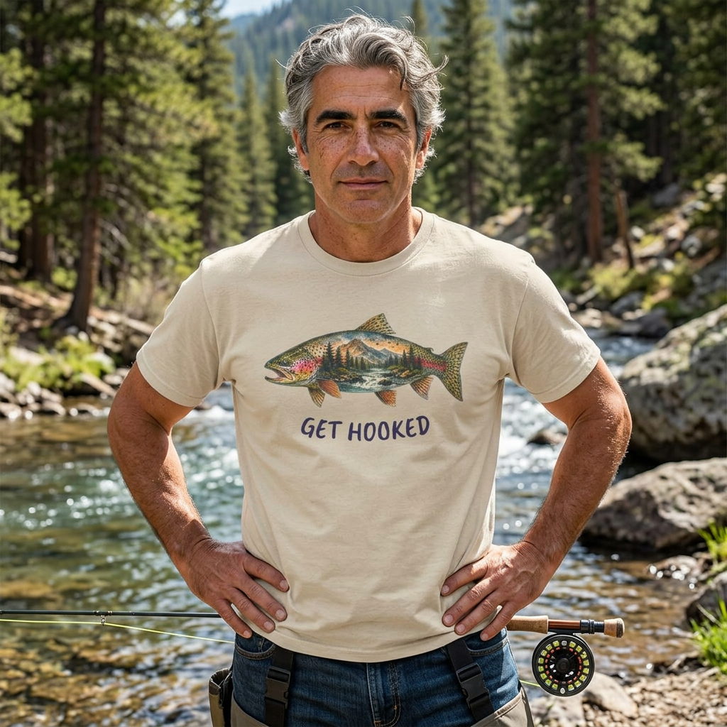 Get Hooked Trout Fishing T‑Shirt