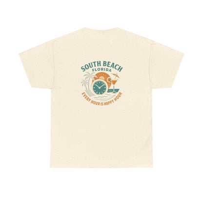South Beach Florida Every Hour Is Happy Hour, Everyday Tees, Gift for Him/Her, Comfortable Fashion, Eco-Friendly