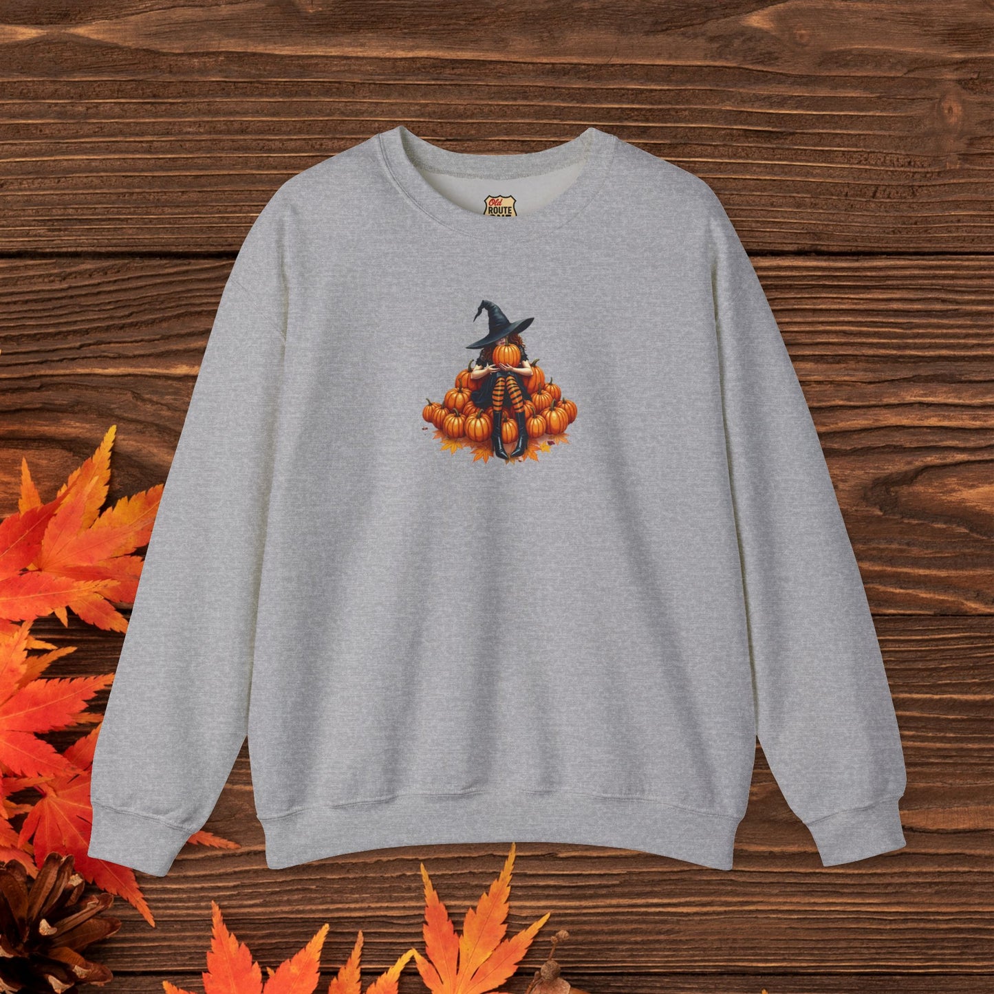 Cute Shy Witch Halloween Pumpkin Crewneck Sweatshirt Cozy Fall Apparel Season Gift for her  Unisex Sweatshirt Halloween Decor Fall Fashion
