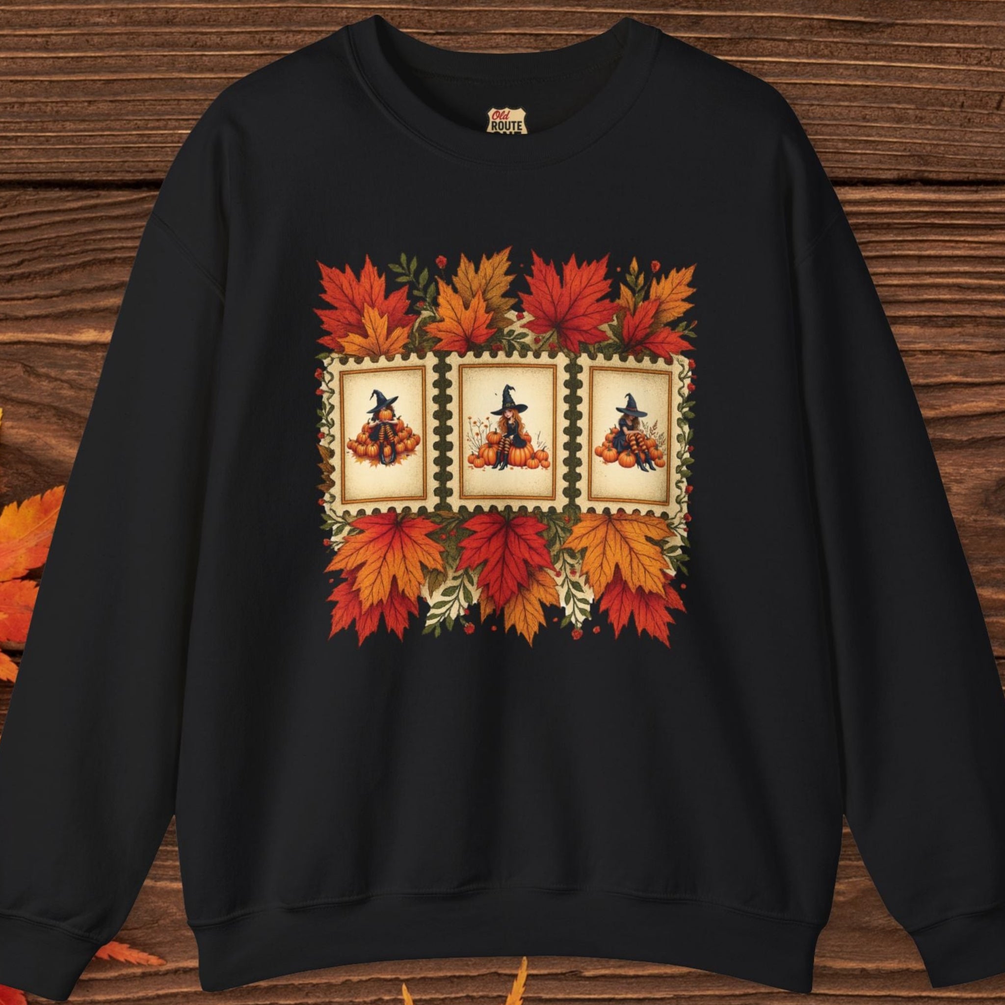 Autumn Leaves Witch Pumpkin Sweatshirt