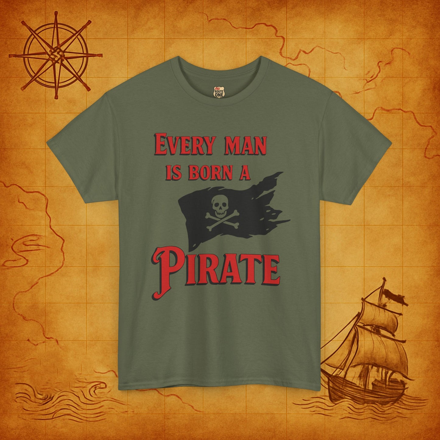 Every Man is a Born Pirate t-shirt Pirate Flag Tee