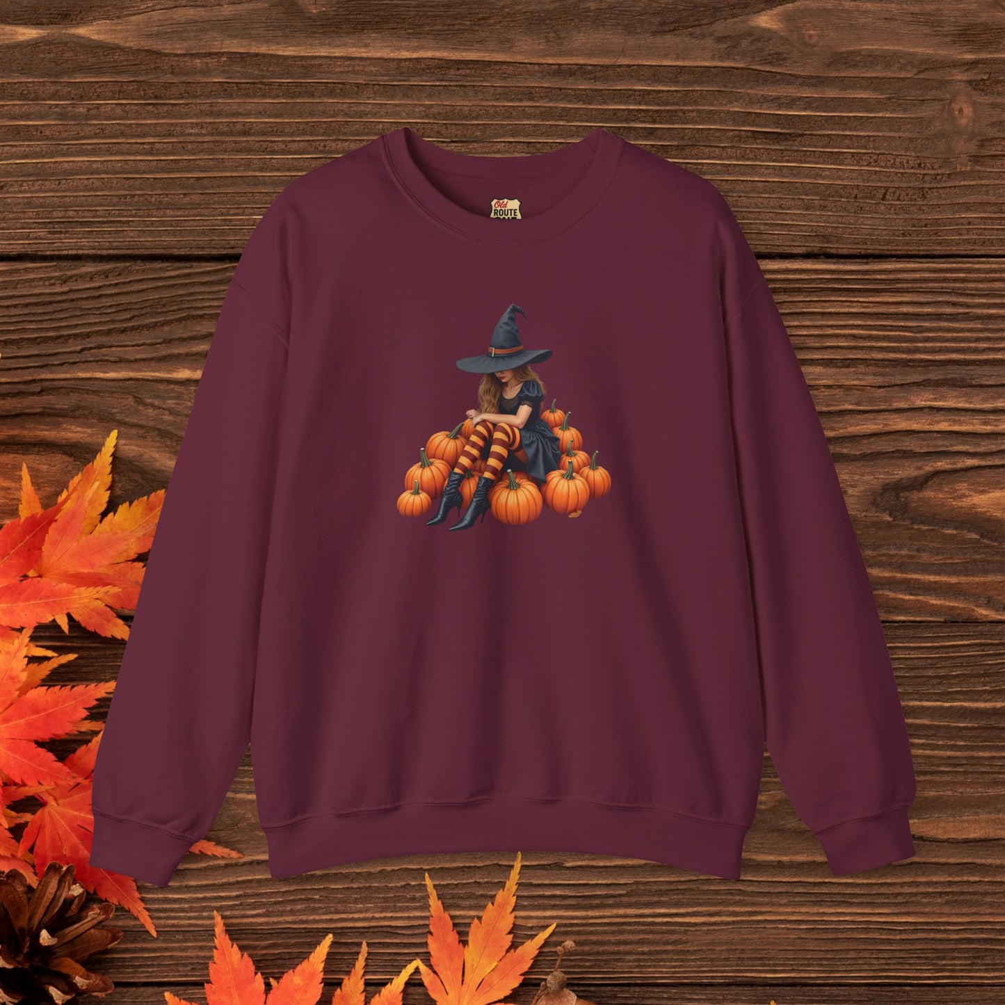 Shy Witch Halloween Pumpkin Crewneck Sweatshirt Cozy Fall Apparel Season Gift for her  Unisex Sweatshirt Halloween Decor Fall Fashion