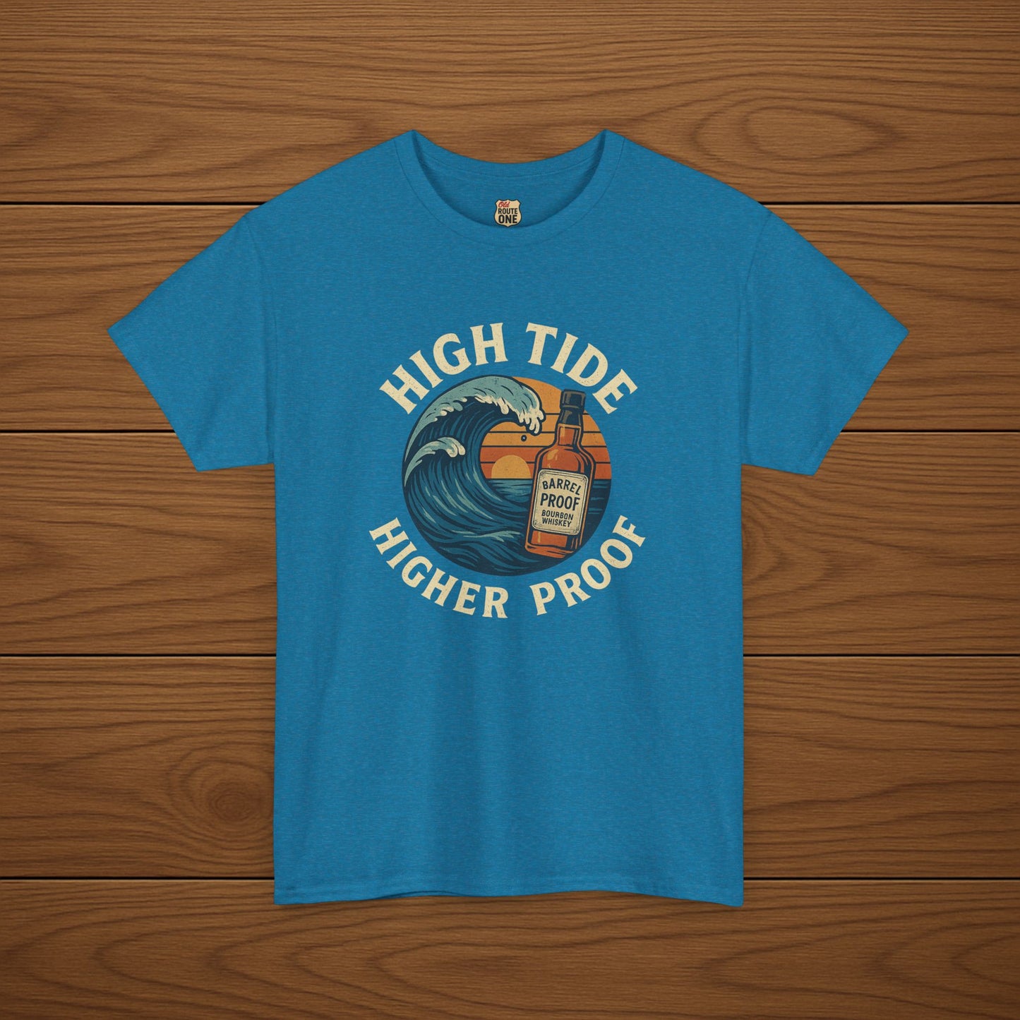 HIGH TIDE, HIGHER PROOF Cotton T-shirt, Stylish Casual Wear, Gift for Whiskey Enthusiasts, Perfect for Parties & Celebrations