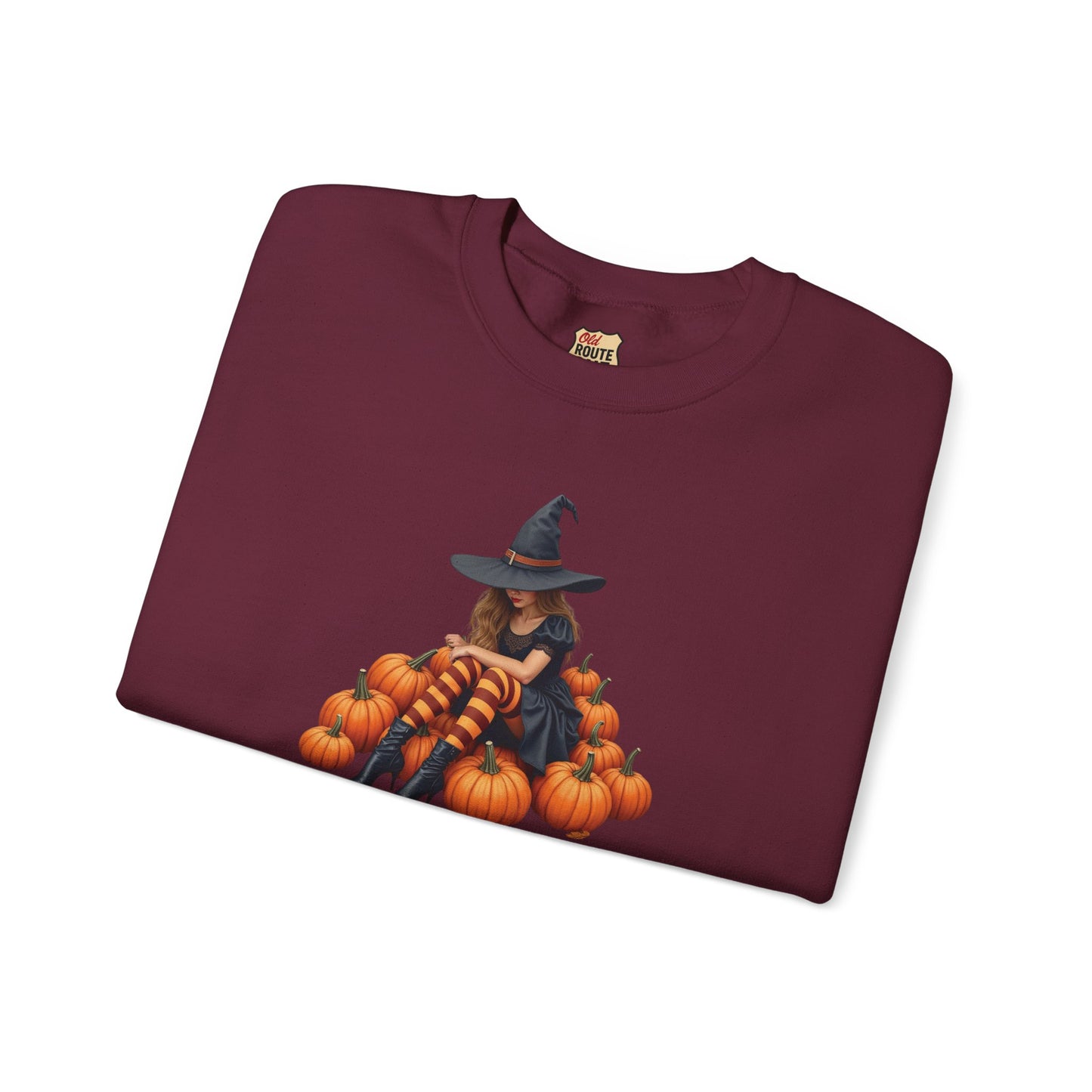 Shy Witch Halloween Pumpkin Crewneck Sweatshirt Cozy Fall Apparel Season Gift for her  Unisex Sweatshirt Halloween Decor Fall Fashion