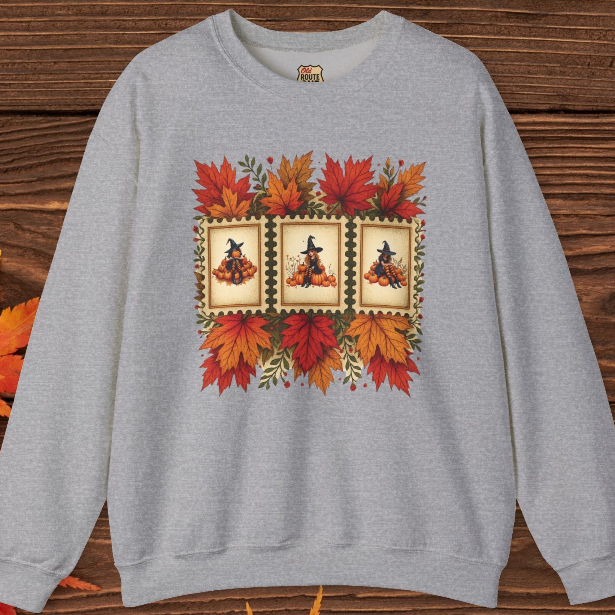 Autumn Leaves Witch Pumpkin Sweatshirt