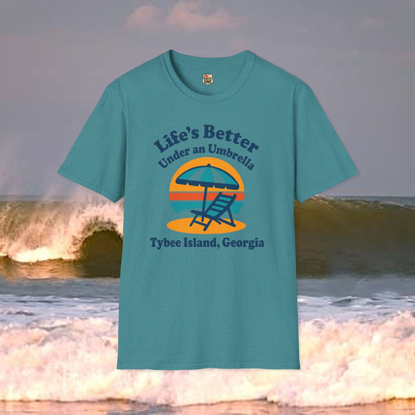 Life's Better Under an Umbrella Tybee Island, Gildan 64000 Softstyle T-Shirt, Comfortable Graphic Tee, Casual Wear, Gift for Him/Her, Everyday Style, Summer Essential