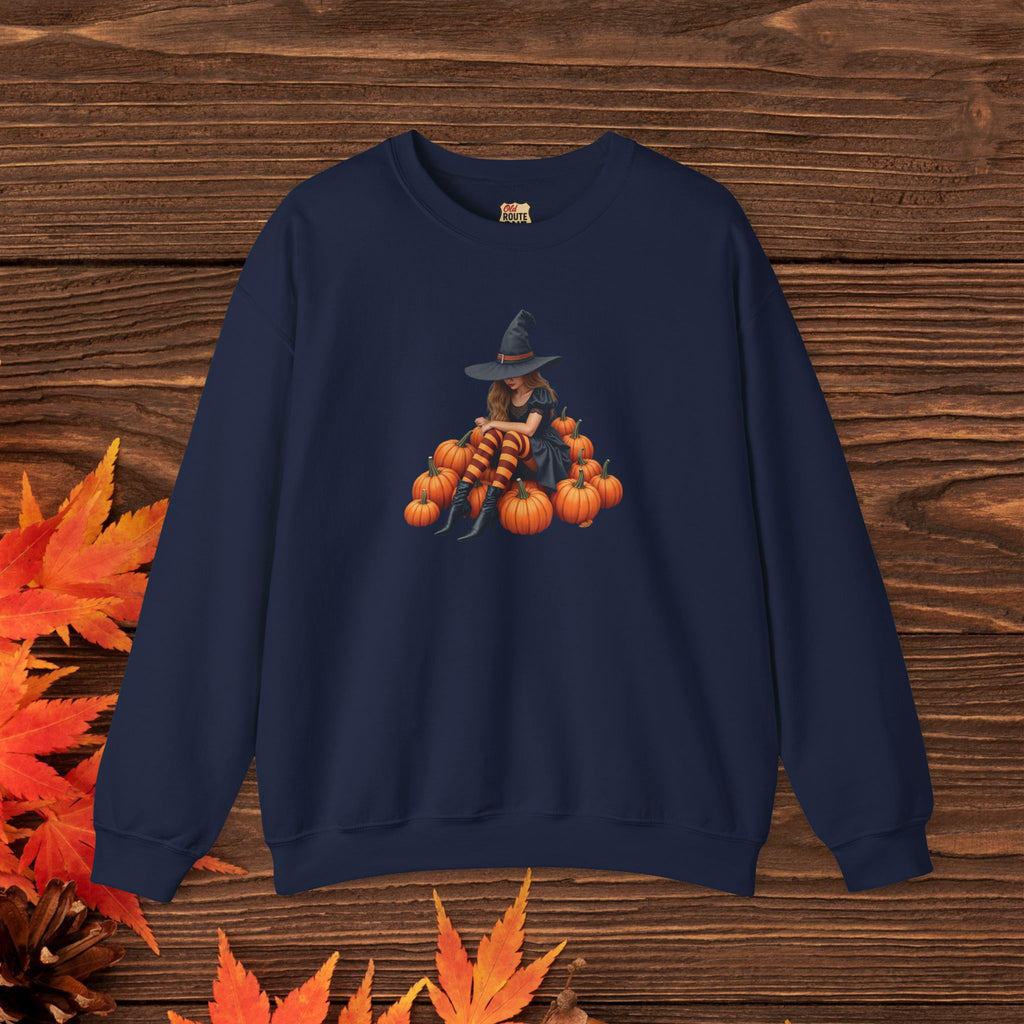 Shy Witch Halloween Pumpkin Sweatshirt