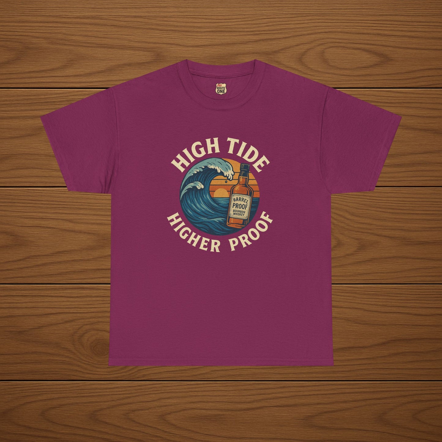 HIGH TIDE, HIGHER PROOF Cotton T-shirt, Stylish Casual Wear, Gift for Whiskey Enthusiasts, Perfect for Parties & Celebrations