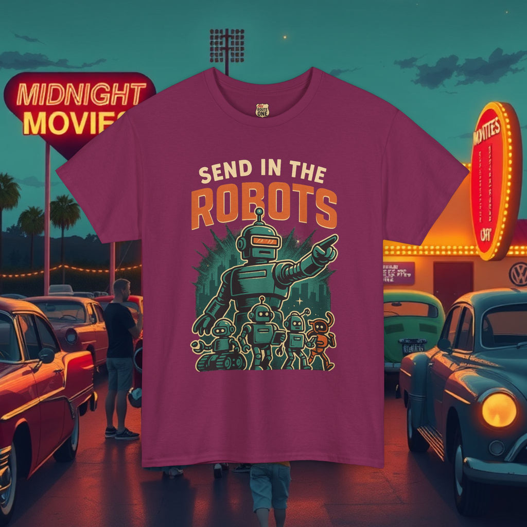 SEND IN THE ROBOTS retro Sci-Fi shirt