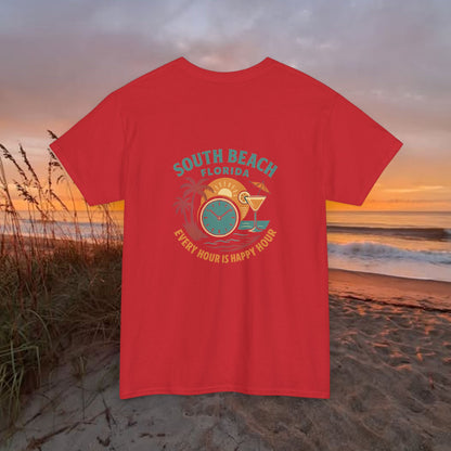South Beach Florida Every Hour Is Happy Hour, Everyday Tees, Gift for Him/Her, Comfortable Fashion, Eco-Friendly