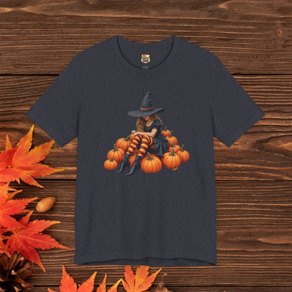 Shy Halloween Witch Short Sleeve Tee - Spooky Fashion, Autumn Style, Pumpkin Lovers Gift, Cute Witch Shirt, Festival Apparel, Comfy [...]