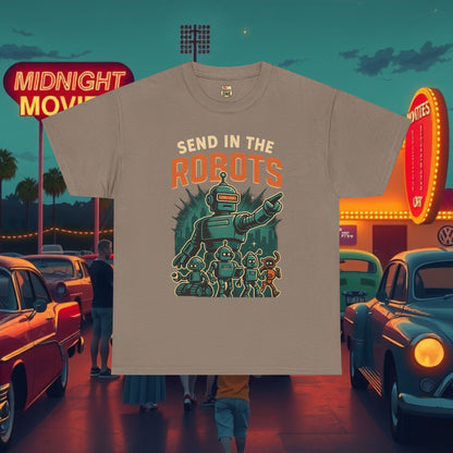 SEND IN THE ROBOTS Awesome Retro Sci-Fi t-shirt