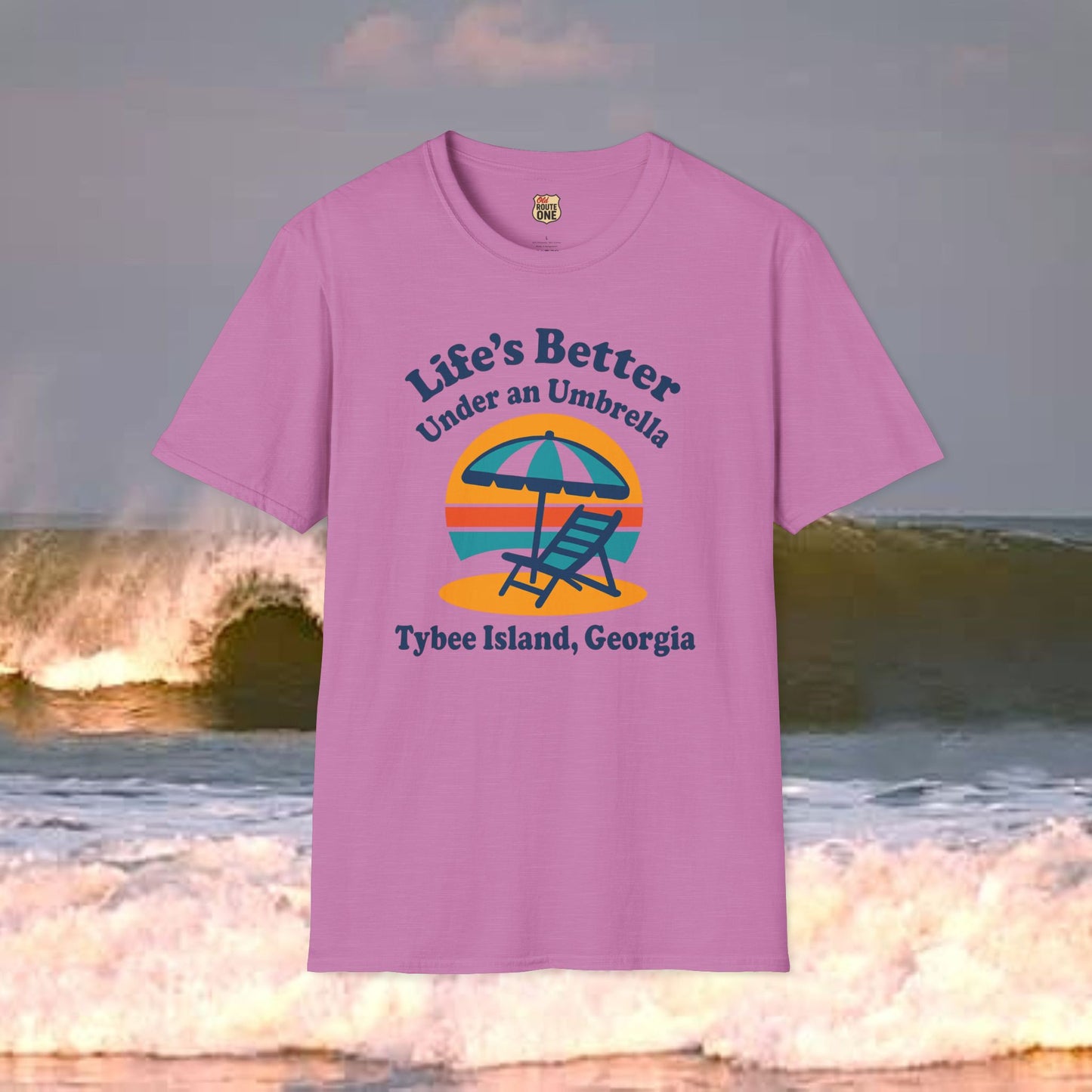 Life's Better Under an Umbrella Tybee Island, Gildan 64000 Softstyle T-Shirt, Comfortable Graphic Tee, Casual Wear, Gift for Him/Her, Everyday Style, Summer Essential