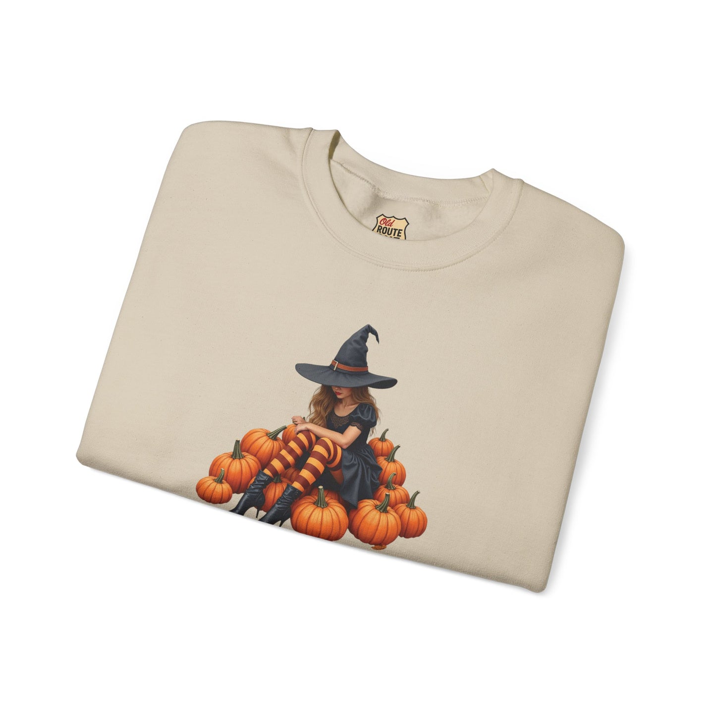 Shy Witch Halloween Pumpkin Crewneck Sweatshirt Cozy Fall Apparel Season Gift for her  Unisex Sweatshirt Halloween Decor Fall Fashion