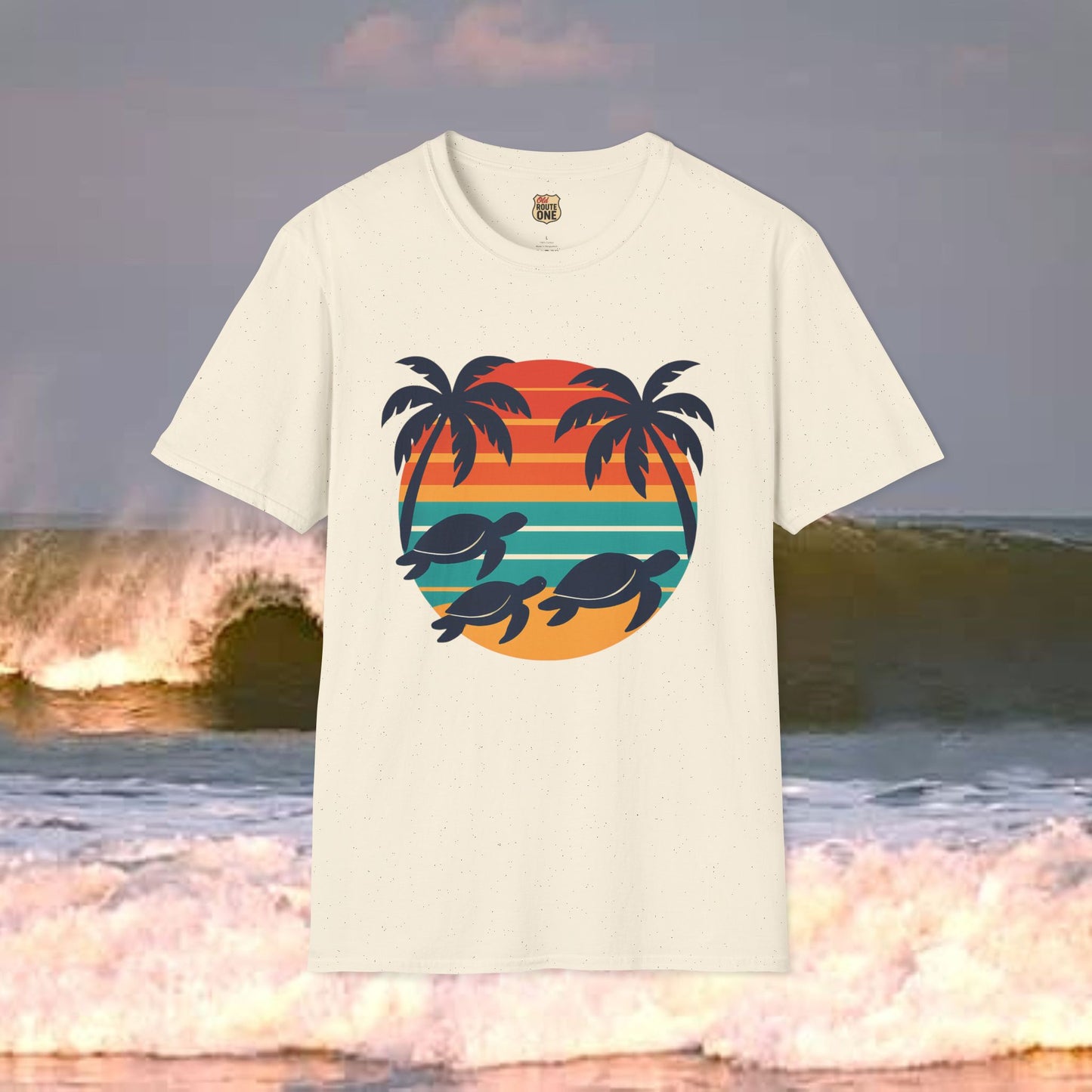 Sea Turtle Sun, Gildan 64000 Softstyle T-Shirt, Comfortable Graphic Tee, Casual Wear, Gift for Him/Her, Everyday Style, Summer Essential