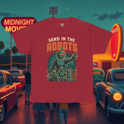 SEND IN THE ROBOTS Awesome Retro Sci-Fi t-shirt