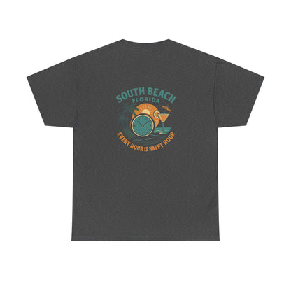 South Beach Florida Every Hour Is Happy Hour, Everyday Tees, Gift for Him/Her, Comfortable Fashion, Eco-Friendly