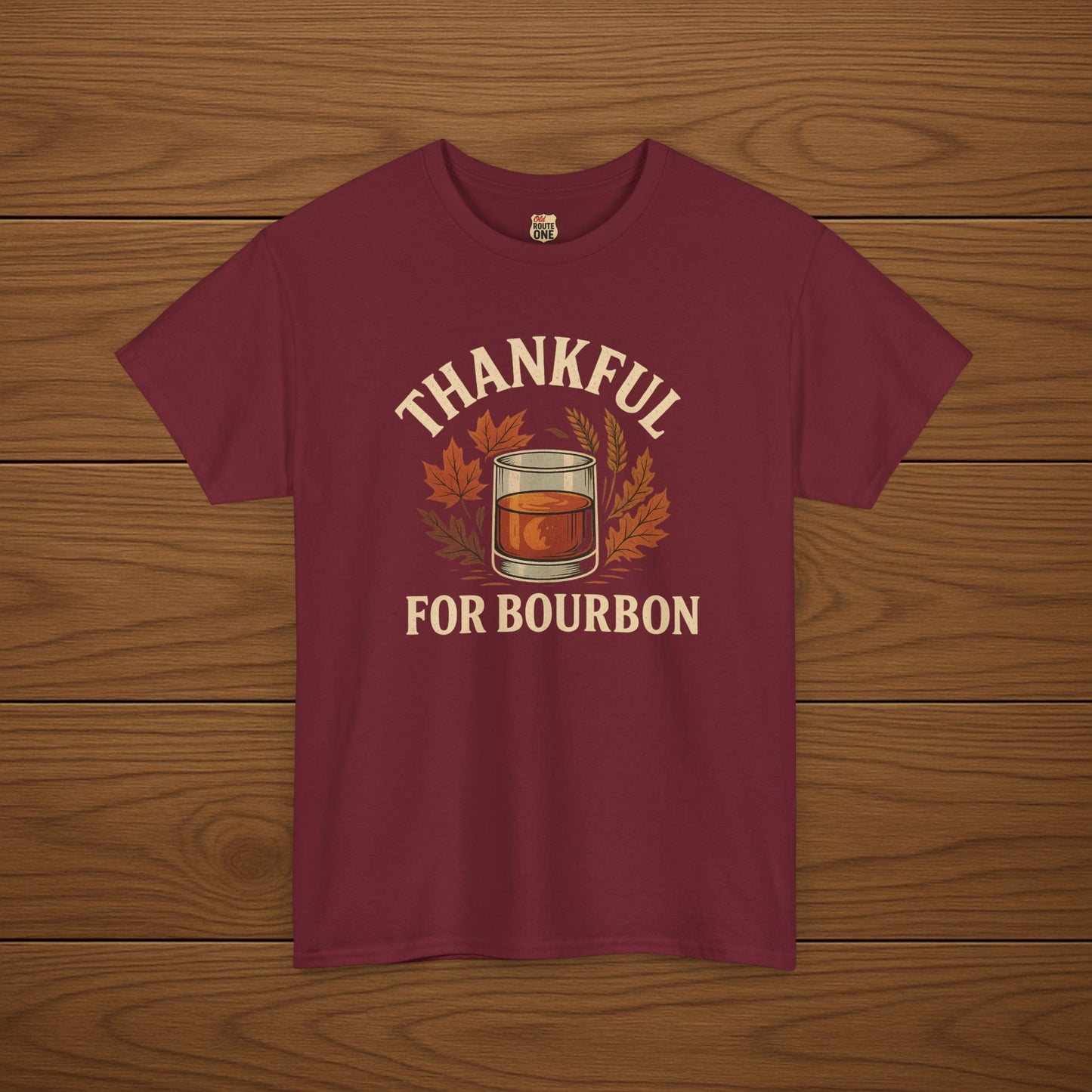 THANKFUL FOR BOURBON Cotton T-shirt, Stylish Casual Wear, Gift for Whiskey Enthusiasts, Perfect for Parties & Celebrations